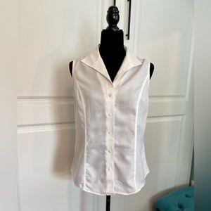 346 Brooks Brothers white sleeveless collared button down size 8